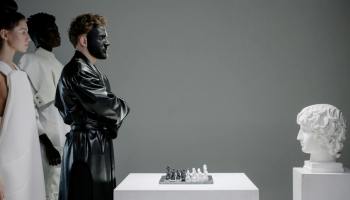 game of chess between people and art
